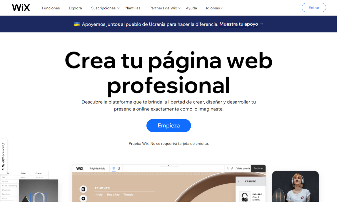 wix crear paginas web