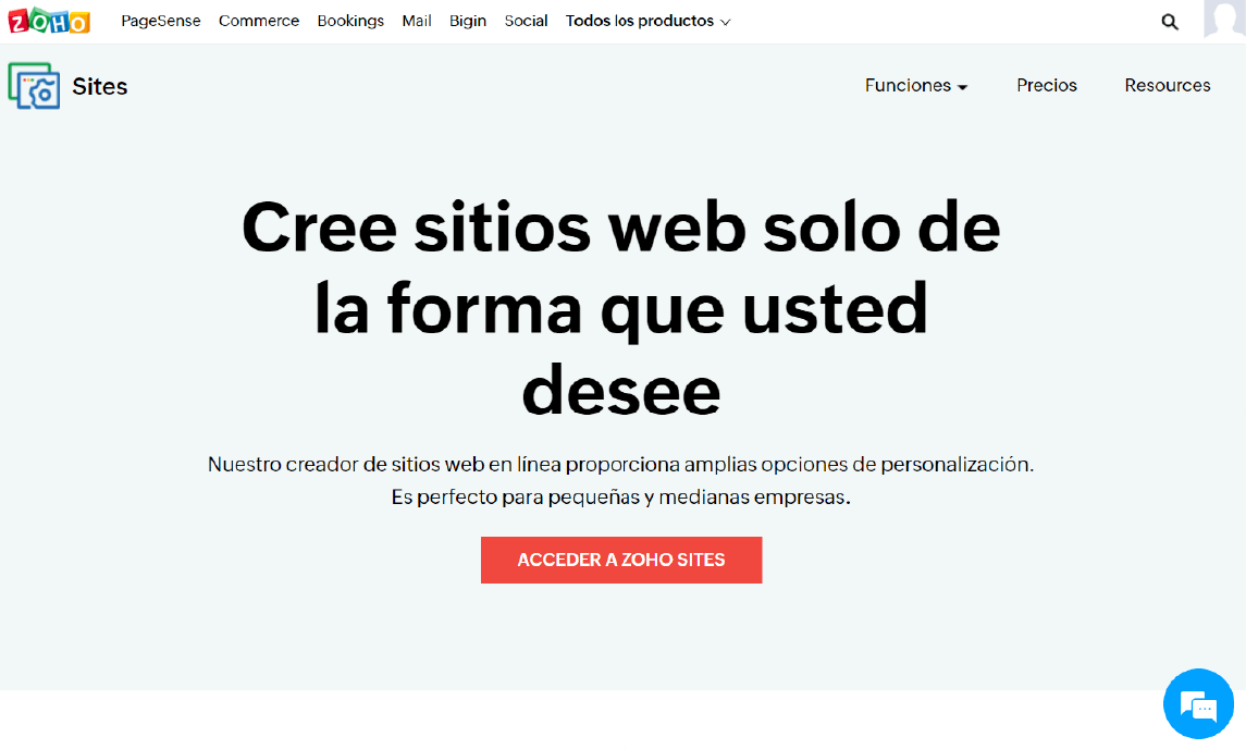 ZOHO crear pagina web